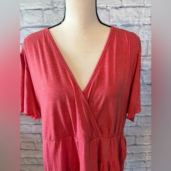 SHEIN Coral Ruffle V-Neck Blouse - Picture 4 of 5